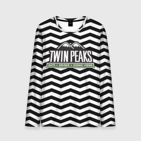 Мужской лонгслив 3D с принтом TWIN PEAKS в Екатеринбурге, 100% полиэстер | длинные рукава, круглый вырез горловины, полуприлегающий силуэт | Тематика изображения на принте: полосы | сериал | твин пикс | текстура | фильмы