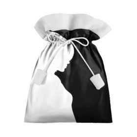 Подарочный 3D мешок с принтом Силуэт девушки в Екатеринбурге, 100% полиэстер | Размер: 29*39 см | Тематика изображения на принте: белое | женщина | чб | черное