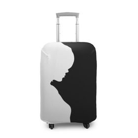 Чехол для чемодана 3D с принтом Силуэт девушки в Екатеринбурге, 86% полиэфир, 14% спандекс | двустороннее нанесение принта, прорези для ручек и колес | белое | женщина | чб | черное