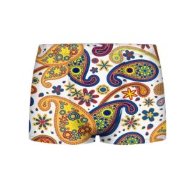 Мужские трусы 3D с принтом Цветные огурцы в Екатеринбурге, 50% хлопок, 50% полиэстер | классическая посадка, на поясе мягкая тканевая резинка | Тематика изображения на принте: cucumber | flower | gherkin | ornament | pattern | гжель | орнамент | текстура | турецкий огурец | узоры | цветок | цветочный | этнический узор