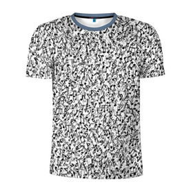 Мужская футболка 3D спортивная с принтом Музыкальные ноты в Екатеринбурге, 100% полиэстер с улучшенными характеристиками | приталенный силуэт, круглая горловина, широкие плечи, сужается к линии бедра | знаки | мелодия | музыка | нота | паттерн | символы | скрипичный ключ | текстура | черно белый