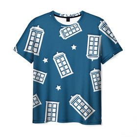Мужская футболка 3D с принтом Тардис в Екатеринбурге, 100% полиэфир | прямой крой, круглый вырез горловины, длина до линии бедер | doctor who | space | tardis | будка | время | доктор кто | космос | машина времени | небо | приключения | пространство | сериал | тардис