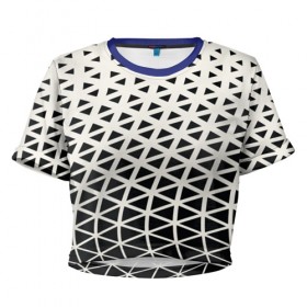 Женская футболка 3D укороченная с принтом Необычный узор в Екатеринбурге, 100% полиэстер | круглая горловина, длина футболки до линии талии, рукава с отворотами | Тематика изображения на принте: pattern | сетка | узоры