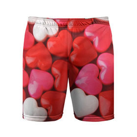 Мужские шорты 3D спортивные с принтом Candy в Екатеринбурге,  |  | heart | love | любовь | сердца