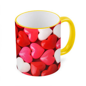 Кружка 3D с принтом Candy в Екатеринбурге, керамика | ёмкость 330 мл | heart | love | любовь | сердца