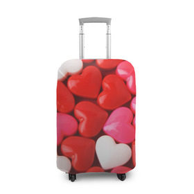 Чехол для чемодана 3D с принтом Candy в Екатеринбурге, 86% полиэфир, 14% спандекс | двустороннее нанесение принта, прорези для ручек и колес | heart | love | любовь | сердца