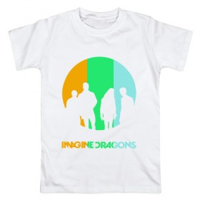 Мужская футболка хлопок с принтом Imagine Dragons в Екатеринбурге, 100% хлопок | прямой крой, круглый вырез горловины, длина до линии бедер, слегка спущенное плечо. | imagine dragons