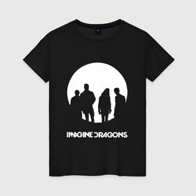 Женская футболка хлопок с принтом Imagine Dragons в Екатеринбурге, 100% хлопок | прямой крой, круглый вырез горловины, длина до линии бедер, слегка спущенное плечо | imagine dragons