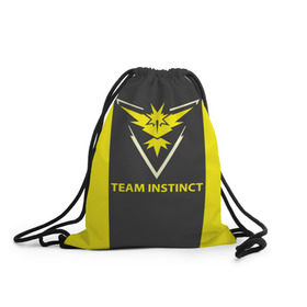 Рюкзак-мешок 3D с принтом Team instinct в Екатеринбурге, 100% полиэстер | плотность ткани — 200 г/м2, размер — 35 х 45 см; лямки — толстые шнурки, застежка на шнуровке, без карманов и подкладки | game | игра | игрок | инстинкт | пикачу | покемон