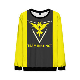 Мужской свитшот 3D с принтом Team instinct в Екатеринбурге, 100% полиэстер с мягким внутренним слоем | круглый вырез горловины, мягкая резинка на манжетах и поясе, свободная посадка по фигуре | Тематика изображения на принте: game | игра | игрок | инстинкт | пикачу | покемон