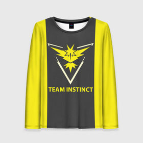 Женский лонгслив 3D с принтом Team instinct в Екатеринбурге, 100% полиэстер | длинные рукава, круглый вырез горловины, полуприлегающий силуэт | game | игра | игрок | инстинкт | пикачу | покемон