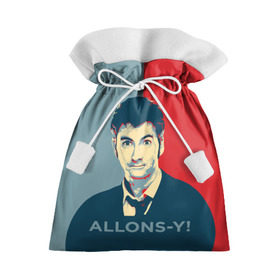 Подарочный 3D мешок с принтом ALLONS-Y! в Екатеринбурге, 100% полиэстер | Размер: 29*39 см | арт | десятый доктор | доктор кто | надпись | сериал | тардис | фильмы