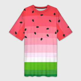Платье-футболка 3D с принтом Арбузик в Екатеринбурге,  |  | Тематика изображения на принте: pattern | trend | арбуз | зеленый | косточки | красный | мода | патерн | паттерн | розовый | текстура | тренд | фрукт | ягода