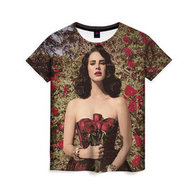 Женская футболка 3D с принтом Lana Del Rey в Екатеринбурге, 100% полиэфир ( синтетическое хлопкоподобное полотно) | прямой крой, круглый вырез горловины, длина до линии бедер | lana del rey | лана дель рей
