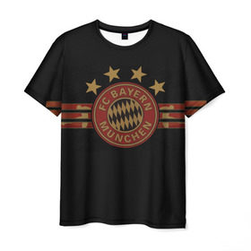 Мужская футболка 3D с принтом Бавария Мюнхен в Екатеринбурге, 100% полиэфир | прямой крой, круглый вырез горловины, длина до линии бедер | fc bayern munchen | football | бавария | бавария мюнхен | германия | клуб | спорт | футбол | эмблема