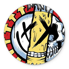 Коврик круглый с принтом MIXED UP Blink-182 в Екатеринбурге, резина и полиэстер | круглая форма, изображение наносится на всю лицевую часть | 3 | mixed | rock | музыка | рок | череп
