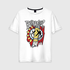 Женская футболка хлопок Oversize с принтом MIXED UP Blink-182 в Екатеринбурге, 100% хлопок | свободный крой, круглый ворот, спущенный рукав, длина до линии бедер
 | 3 | mixed | rock | музыка | рок | череп