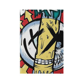 Обложка для паспорта матовая кожа с принтом MIXED UP Blink-182 в Екатеринбурге, натуральная матовая кожа | размер 19,3 х 13,7 см; прозрачные пластиковые крепления | 3 | mixed | rock | музыка | рок | череп