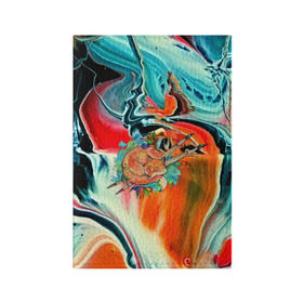 Обложка для паспорта матовая кожа с принтом Лиса художник в Екатеринбурге, натуральная матовая кожа | размер 19,3 х 13,7 см; прозрачные пластиковые крепления | 3d | abstract | abstraction | fox | spray | абстракция | животные | кисти | краски | лиса | лисица | текстуры | художник