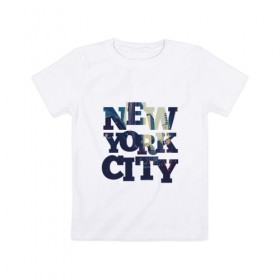 Детская футболка хлопок с принтом New York City в Екатеринбурге, 100% хлопок | круглый вырез горловины, полуприлегающий силуэт, длина до линии бедер | Тематика изображения на принте: 