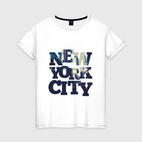 Женская футболка хлопок с принтом New York City в Екатеринбурге, 100% хлопок | прямой крой, круглый вырез горловины, длина до линии бедер, слегка спущенное плечо | 