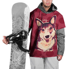 Накидка на куртку 3D с принтом Корги в Екатеринбурге, 100% полиэстер |  | corgi | dog | pembroke | welsh corgi | вельш корги | пемброк | пес
