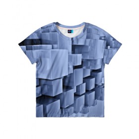 Детская футболка 3D с принтом Текстура в Екатеринбурге, 100% гипоаллергенный полиэфир | прямой крой, круглый вырез горловины, длина до линии бедер, чуть спущенное плечо, ткань немного тянется | abstract | abstraction | block | tessera | абстракция | кубики | текстура