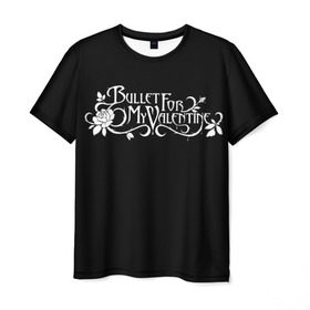 Мужская футболка 3D с принтом Bullet for my Valentine в Екатеринбурге, 100% полиэфир | прямой крой, круглый вырез горловины, длина до линии бедер | Тематика изображения на принте: bfmw | metalcore | music | rock | джейсон джеймс | майкл пэджет | майкл томас | металл | мэттью так | надпись | рок