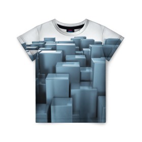 Детская футболка 3D с принтом Кубическая текстура в Екатеринбурге, 100% гипоаллергенный полиэфир | прямой крой, круглый вырез горловины, длина до линии бедер, чуть спущенное плечо, ткань немного тянется | abstract | abstraction | block | tessera | абстракция | кубики | текстура