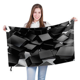 Флаг 3D с принтом Кубы материи в Екатеринбурге, 100% полиэстер | плотность ткани — 95 г/м2, размер — 67 х 109 см. Принт наносится с одной стороны | abstract | abstraction | block | tessera | абстракция | кубики | текстура