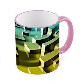 Кружка 3D с принтом Плавающие кубы в Екатеринбурге, керамика | ёмкость 330 мл | Тематика изображения на принте: abstract | abstraction | block | tessera | абстракция | кубики | текстура