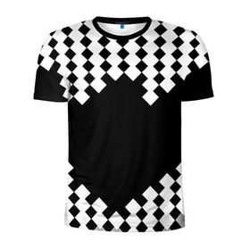 Мужская футболка 3D спортивная с принтом Шахматная клетка в Екатеринбурге, 100% полиэстер с улучшенными характеристиками | приталенный силуэт, круглая горловина, широкие плечи, сужается к линии бедра | abstract | abstraction | block | tessera | абстракция | клетка | кубики | текстура