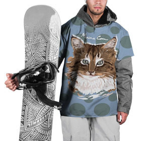 Накидка на куртку 3D с принтом Мейн-Кун в Екатеринбурге, 100% полиэстер |  | cat | kitten | kitty | maine coon | pet | арт | животные | коты | кошки | кружочки | мейн кун | текстура
