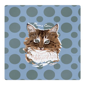 Магнитный плакат 3Х3 с принтом Мейн-Кун в Екатеринбурге, Полимерный материал с магнитным слоем | 9 деталей размером 9*9 см | Тематика изображения на принте: cat | kitten | kitty | maine coon | pet | арт | животные | коты | кошки | кружочки | мейн кун | текстура