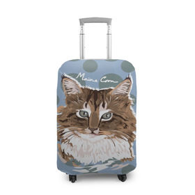 Чехол для чемодана 3D с принтом Мейн-Кун в Екатеринбурге, 86% полиэфир, 14% спандекс | двустороннее нанесение принта, прорези для ручек и колес | cat | kitten | kitty | maine coon | pet | арт | животные | коты | кошки | кружочки | мейн кун | текстура