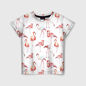 Детская футболка 3D с принтом Фламинго в Екатеринбурге, 100% гипоаллергенный полиэфир | прямой крой, круглый вырез горловины, длина до линии бедер, чуть спущенное плечо, ткань немного тянется | vppdgryphon | арт | краска | прикольные | птицы | фламинго | цветные