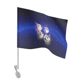 Флаг для автомобиля с принтом Космопес Хатико в Екатеринбурге, 100% полиэстер | Размер: 30*21 см | акита ину | взгляд | голова | звезды | космос | лай | луна | мем | пасть | пес | собака | хатико