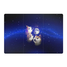 Магнитный плакат 3Х2 с принтом Космопес Хатико в Екатеринбурге, Полимерный материал с магнитным слоем | 6 деталей размером 9*9 см | акита ину | взгляд | голова | звезды | космос | лай | луна | мем | пасть | пес | собака | хатико