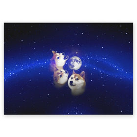 Поздравительная открытка с принтом Космопес Хатико в Екатеринбурге, 100% бумага | плотность бумаги 280 г/м2, матовая, на обратной стороне линовка и место для марки
 | акита ину | взгляд | голова | звезды | космос | лай | луна | мем | пасть | пес | собака | хатико