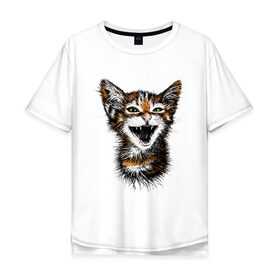 Мужская футболка хлопок Oversize с принтом Рыжий кот в Екатеринбурге, 100% хлопок | свободный крой, круглый ворот, “спинка” длиннее передней части | 