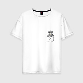 Женская футболка хлопок Oversize с принтом Карман в Екатеринбурге, 100% хлопок | свободный крой, круглый ворот, спущенный рукав, длина до линии бедер
 | дог | карман | собака | щенок