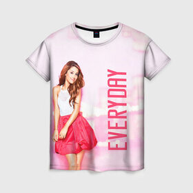 Женская футболка 3D с принтом Ariana Grande в Екатеринбурге, 100% полиэфир ( синтетическое хлопкоподобное полотно) | прямой крой, круглый вырез горловины, длина до линии бедер | ariana grande
