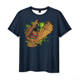 Мужская футболка 3D с принтом Сова - Фредди Крюгер в Екатеринбурге, 100% полиэфир | прямой крой, круглый вырез горловины, длина до линии бедер | bird | freddy krueger | owl | когти | лапа | луна | ночь | пернатые | птица | сова