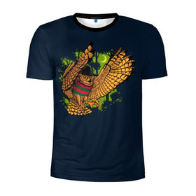 Мужская футболка 3D спортивная с принтом Сова - Фредди Крюгер в Екатеринбурге, 100% полиэстер с улучшенными характеристиками | приталенный силуэт, круглая горловина, широкие плечи, сужается к линии бедра | bird | freddy krueger | owl | когти | лапа | луна | ночь | пернатые | птица | сова
