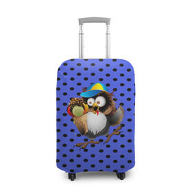 Чехол для чемодана 3D с принтом Счастливый совенок в Екатеринбурге, 86% полиэфир, 14% спандекс | двустороннее нанесение принта, прорези для ручек и колес | owl | summer | животные | лето | мороженое | полуночник | природа | сова | сыч | филин