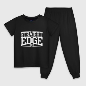 Детская пижама хлопок с принтом straight edge xxx в Екатеринбурге, 100% хлопок |  брюки и футболка прямого кроя, без карманов, на брюках мягкая резинка на поясе и по низу штанин
 | Тематика изображения на принте: drugfree | edge | hardcore | punk | sxe