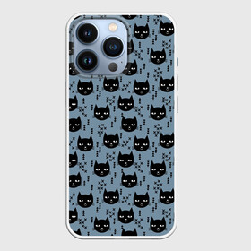 Чехол для iPhone 13 Pro с принтом Хипстер коты 2 в Екатеринбурге,  |  | cat | cat heads | felix | hipster | kitty | голова животного | голова кота | кот | котенок | котик | коты | кошка | милые котятки | с котами | треугольники | усатый полосатый | хипстер | черный кот