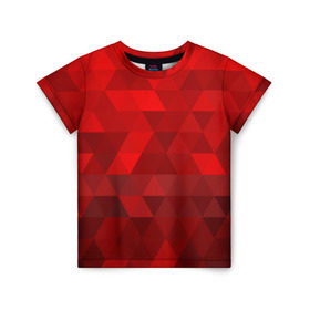 Детская футболка 3D с принтом Red pattern в Екатеринбурге, 100% гипоаллергенный полиэфир | прямой крой, круглый вырез горловины, длина до линии бедер, чуть спущенное плечо, ткань немного тянется | геометрия | красный | треугольники