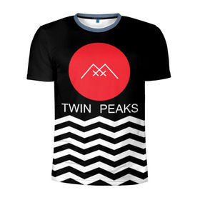 Мужская футболка 3D спортивная с принтом Твин Пикс в Екатеринбурге, 100% полиэстер с улучшенными характеристиками | приталенный силуэт, круглая горловина, широкие плечи, сужается к линии бедра | Тематика изображения на принте: twin peaks | арт | надпись | полосы | сериал | текстура | фильмы