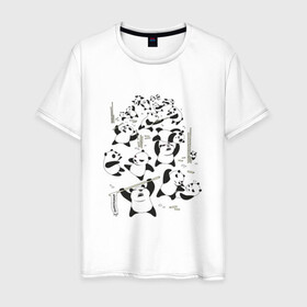 Мужская футболка хлопок с принтом Драка панд в Екатеринбурге, 100% хлопок | прямой крой, круглый вырез горловины, длина до линии бедер, слегка спущенное плечо. | Тематика изображения на принте: бамбук | бамбуковый медведь | бой | животное | злость | красная книга | кунгфу | мишка | опасный | оскал | панда | прикольный | тростник | эвкалипт | япония | ярость